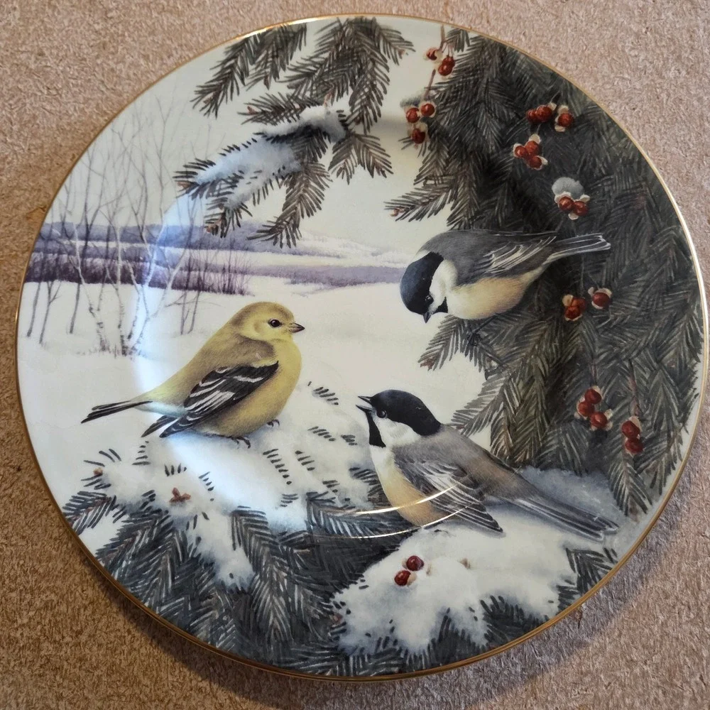 Lenox Winter Greetings Scenic Chickadee Goldfinch Plate Catherine McClung USA‎